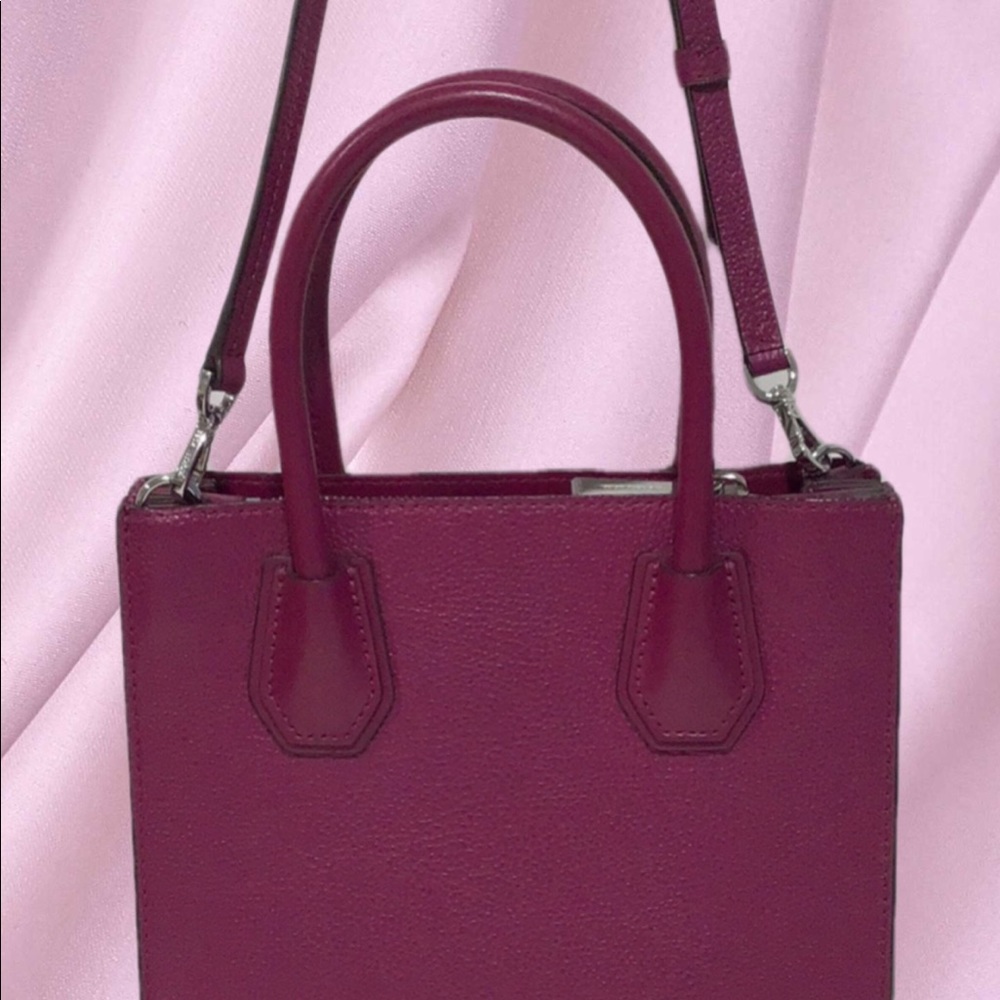 Michael Kors Leather Mercer Crossbody/Handbag, Purple - Picture 5 of 9